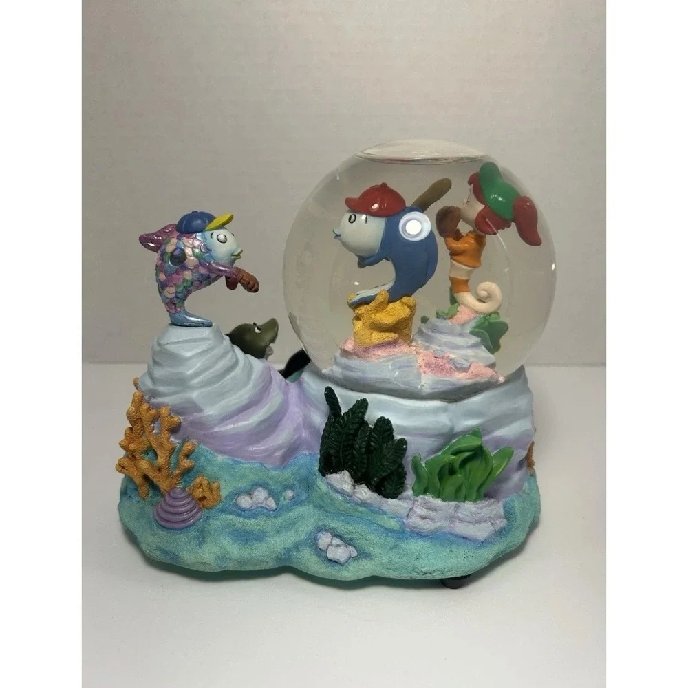 San Francisco Music Box Co Rainbow Fish Baseball Snow Globe Take Me Out Ballgame